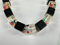 Jackie Brazil "POP" Black & Cascade Liquorice Small Cubes 65cm Necklace ( N0046 )