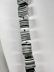 Jackie Brazil "POP" Liquorice Black & White Small Cubes 65cm Necklace ( N0046 )