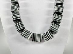 Jackie Brazil "POP" Liquorice Black & White Small Cubes 65cm Necklace ( N0046 )