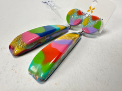 Jackie Brazil "Mel" Kandinsky Stud & Leaf On Pin Resin Earrings ( E4500 )