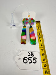 Jackie Brazil "Mel" Kandinsky Stud & Leaf On Pin Resin Earrings ( E4500 )