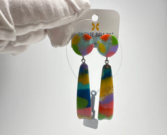 Jackie Brazil "Mel" Kandinsky Stud & Leaf On Pin Resin Earrings ( E4500 )