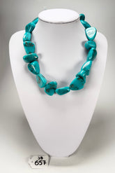 Jackie Brazil "Diamonds" Turquoise Flintstone Bone 55cm Necklace ( N0061 )