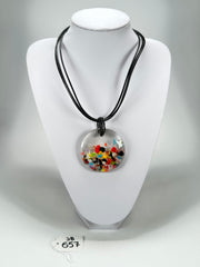 Jackie Brazil "Cascade" Large Disk On Three Cords Resin Necklace ( N3800 )