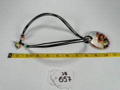 Jackie Brazil "Cascade" Large Disk On Three Cords Resin Necklace ( N3800 )