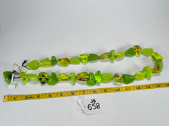 Jackie Brazil "Diamonds" Green & Transparent Flintstone Bone 80cm Necklace ( N0080 )