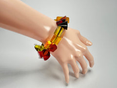 Jackie Brazil "Indiana" Yellow Mix Multi Bead Resin Bracelet ( B0210 )