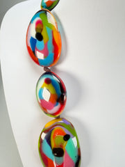 Jackie Brazil "Kandinsky" Long Flat Riverstones 65cm Necklace ( N3700 )