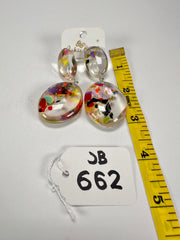 Jackie Brazil "Cascade" Medium Riverstone Double Pendant Resin Earrings ( E3900 )