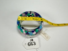 Jackie Brazil "Petit Balls" Blue Mix Spots Solid Round Resin 3.4cm Bangle ( B2520 )