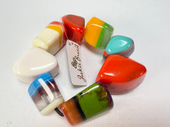 Jackie Brazil "8 PZS" Pop Art Natural Large Stones Elasticated Bracelet ( B0374 )