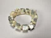 Jackie Brazil "Spots" Spotted Cubes On Elastic Cream Mix Resin Bracelet ( B1284 )