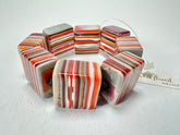 Jackie Brazil "Gala" Liquorice Half Rectangles On Elastic Orange Mix Bracelet ( B0778 )