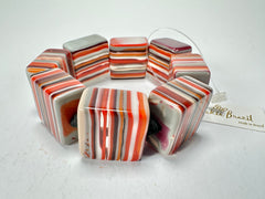 Jackie Brazil "Gala" Liquorice Half Rectangles On Elastic Orange Mix Bracelet ( B0778 )