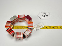Jackie Brazil "Gala" Liquorice Half Rectangles On Elastic Orange Mix Bracelet ( B0778 )
