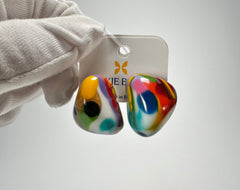 Jackie Brazil "Baby" Kandinsky Stone On Pin Resin Earrings ( E0045 )