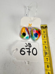 Jackie Brazil "Baby" Kandinsky Stone On Pin Resin Earrings ( E0045 )