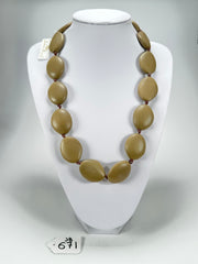 Jackie Brazil "Kathy" Brown Matte Small Riverstones 70cm Necklace ( N3750 )