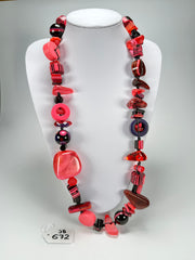 Jackie Brazil "Indiana" Pink Mix Multi-Bead Medium Resin 70cm Necklace ( N0033 )