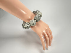 Jackie Brazil "Cat Eyes" Liquorice Allsorts Balls Cream Mix Resin Bracelet ( B0885 )