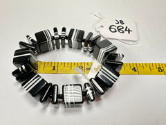 Jackie Brazil "Bar Code" Black & White Mix Squares Resin Bracelet ( B2201 )