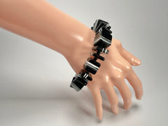 Jackie Brazil "Bar Code" Black & White Mix Squares Resin Bracelet ( B2201 )