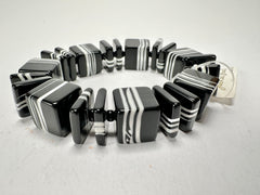 Jackie Brazil "Bar Code" Black & White Mix Squares Resin Bracelet ( B2201 )