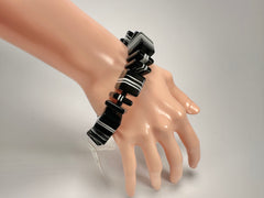 Jackie Brazil "Bar Code" Black & White Mix Squares Resin Bracelet ( B2201 )