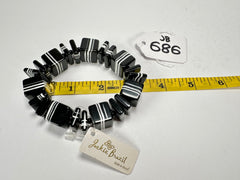 Jackie Brazil "Bar Code" Black & White Mix Squares Resin Bracelet ( B2201 )