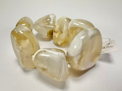 Jackie Brazil "Vesubio" Large Cusco Stones Cream Marble Elasticated Bracelet ( B1613 )