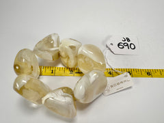 Jackie Brazil "Vesubio" Large Cusco Stones Cream Marble Elasticated Bracelet ( B1613 )