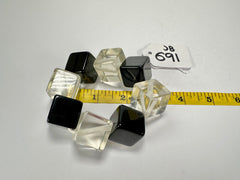 Jackie Brazil "Titan" Galactic Black & Clear Square Cubes On Elastic Resin Bracelet ( B2602 )