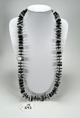 Jackie Brazil "Bar Code" Black & White Liquorice Squares 110cm Resin Necklace ( N2200 )