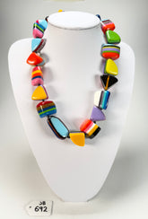 Jackie Brazil "Natural" Pop Art Large Stones 55cm Resin Necklace ( N0378 )