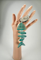 Jackie Brazil "Skeleton Fish" Light Blue Resin Keyring ( K0178 )