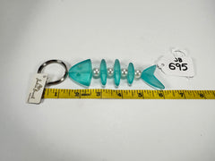 Jackie Brazil "Skeleton Fish" Light Blue Resin Keyring ( K0178 )