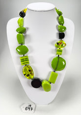 Jackie Brazil "Indiana" Light Green Multi-Bead Medium Resin 70cm Necklace ( N0033 )