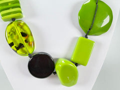 Jackie Brazil "Indiana" Light Green Multi-Bead Medium Resin 70cm Necklace ( N0033 )