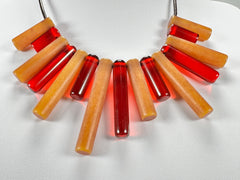 Jackie Brazil "Pipas" Thin Mix Tortoise & Prada Cylinders Necklace on Cord ( N2196 )