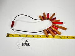 Jackie Brazil "Pipas" Thin Mix Tortoise & Prada Cylinders Necklace on Cord ( N2196 )