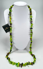 Jackie Brazil "Orient Express" 1 Strand Small Light Green Mix Bead Long 110cm Necklace ( N3571 )