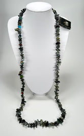 Jackie Brazil "Orient Express" 1 Strand Small Grey Mix Bead Long 110cm Necklace ( N3571 )