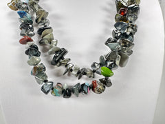 Jackie Brazil "Orient Express" 1 Strand Small Grey Mix Bead Long 110cm Necklace ( N3571 )