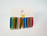 Jackie Brazil "Liquorice" Mix Colours Small Square Resin Earrings ( E0074 )