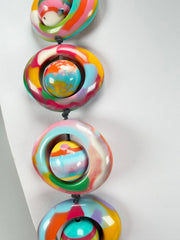 Jackie Brazil "Saturn" Kandinsky Disc & Ball Long 75cm Necklace ( N0052 )
