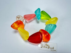 Jackie Brazil "Diamonds" Transparent Summer Frost Flintstone Bone Bracelet ( B0211 )