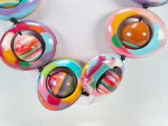Jackie Brazil "Saturn" Kandinsky Disc & Ball Long 75cm Necklace ( N0052 )