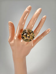 Jackie Brazil "Stomp" Large Round Seaweed Resin Ring ( R0360 ) Size UK Q / US 8