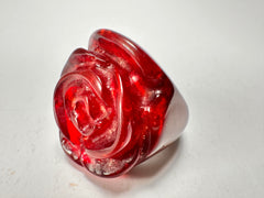 Jackie Brazil "Rose" Red Gloss Resin Rose Ring ( R0585 ) Size UK N / US 7