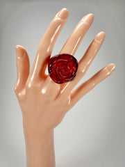 Jackie Brazil "Rose" Red Gloss Resin Rose Ring ( R0585 ) Size UK N / US 7